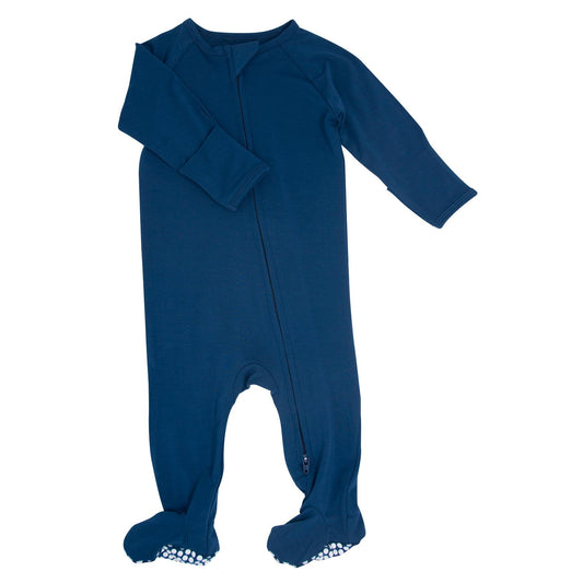 Blue Titan Zipper Footie With Silicone Grips For Changes Sweet Bamboo Everetts Place: Online Boutique