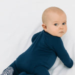 Sweet Bamboo Blue Titan Zipper Footie - 