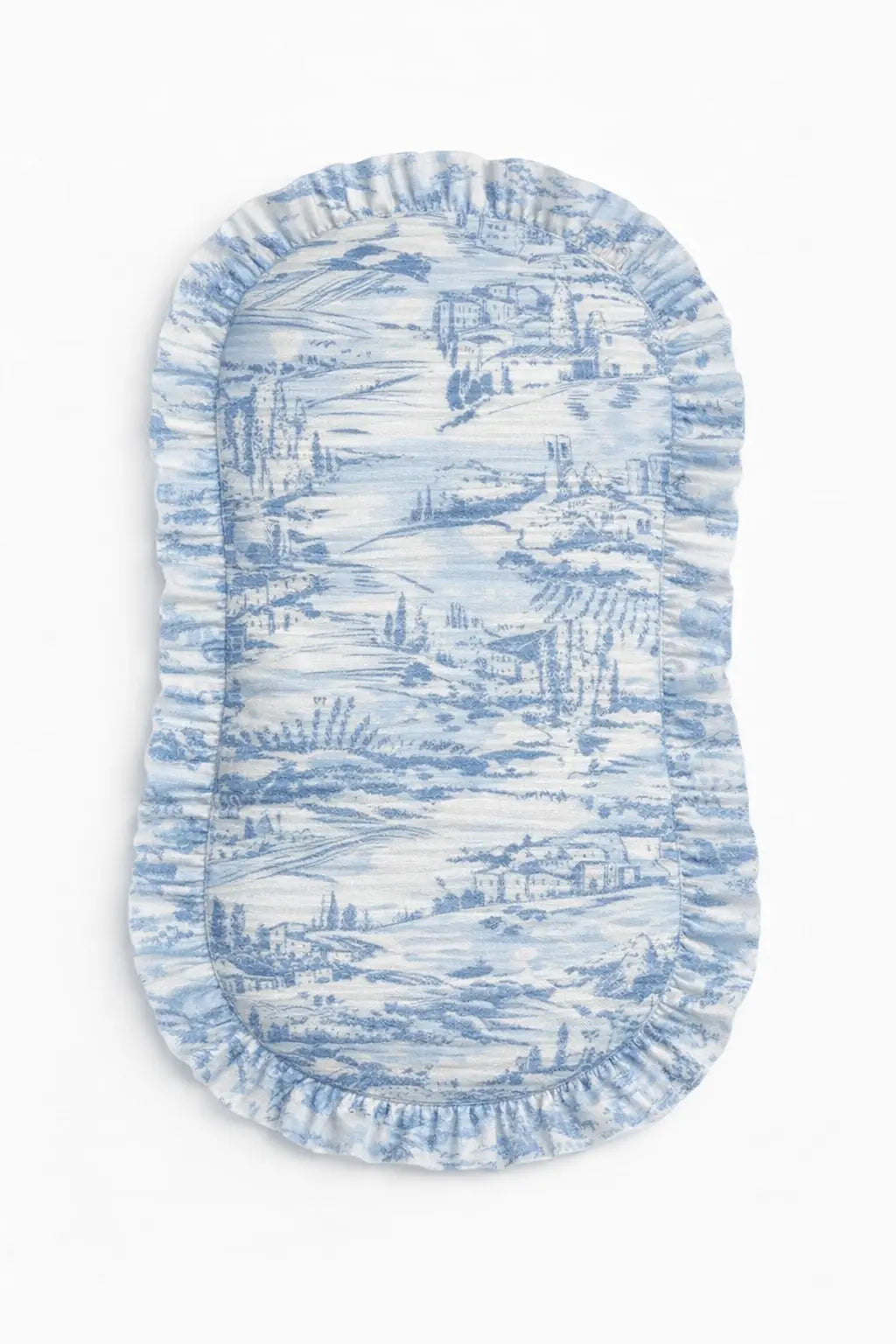 Little Mae & Co Blue Toile Ruffle Baby Lounger Cover - 