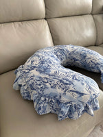 Little Mae & Co Blue Toile Ruffle Nursing Pillow Cover - 