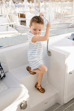 Mebie Baby Blue White Stripe Knit Tank Set For Baby By Mebie Baby - 