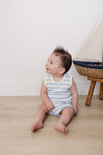 Mebie Baby Blue White Stripe Knit Tank Set For Baby By Mebie Baby - 