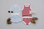 Mebie Baby Blue White Stripe Knit Tank Set For Baby By Mebie Baby - 