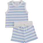 Mebie Baby Blue White Stripe Knit Tank Set For Baby By Mebie Baby - 