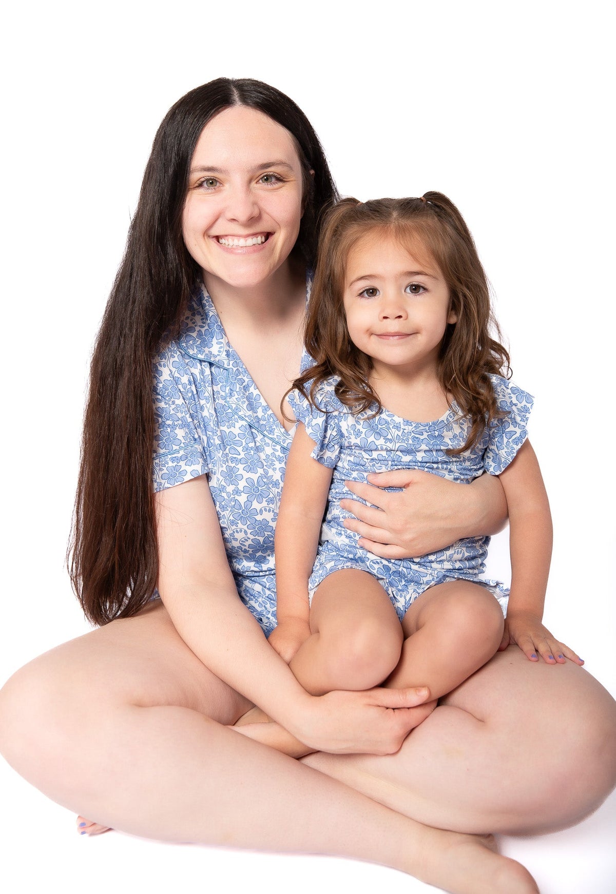 Blue Bonnet Girls' Frilly Bamboo Short Pajamas | Mommy & Me Sleepwear (18M-6Y) by Rayn’s Tiny Stitches