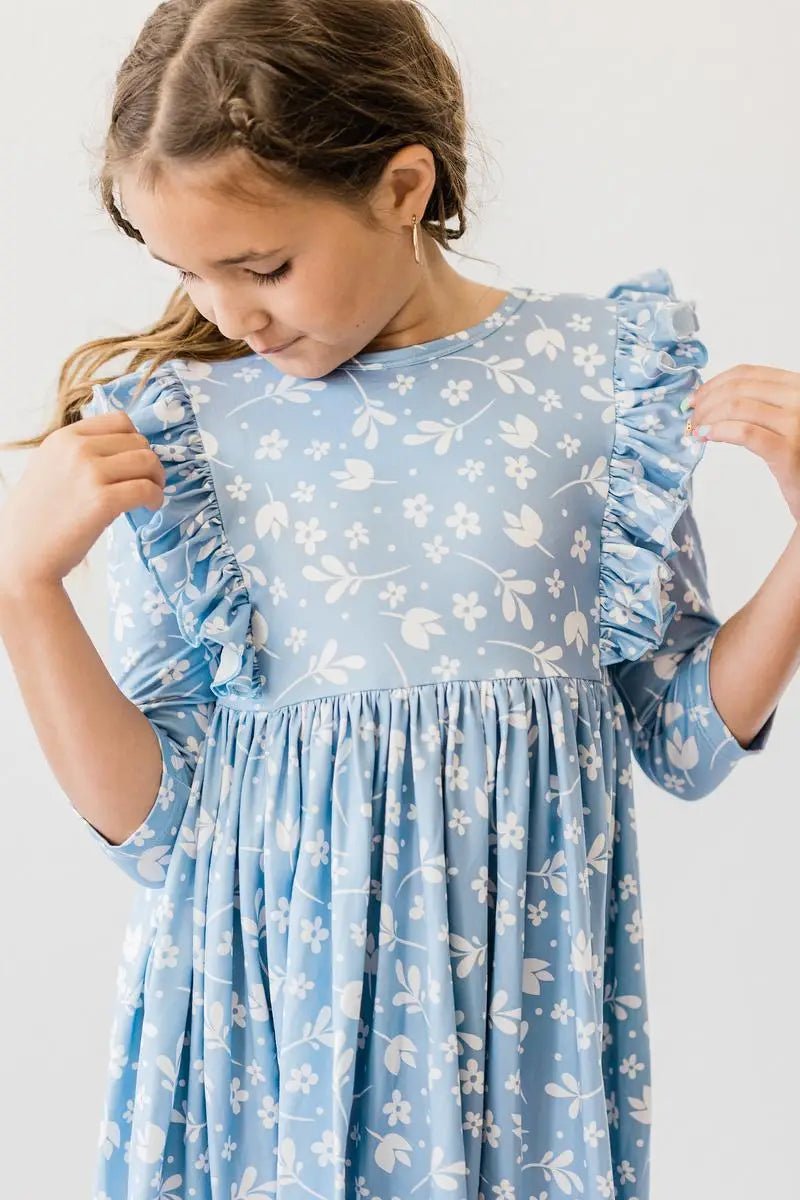 Mila & Rose ® Bluebell 3/4 Sleeve Ruffle Twirl Dress - 