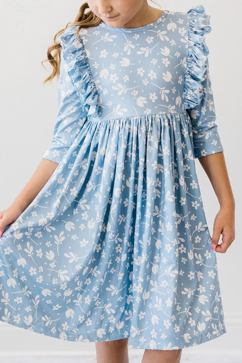Mila & Rose ® Bluebell 3/4 Sleeve Ruffle Twirl Dress - 