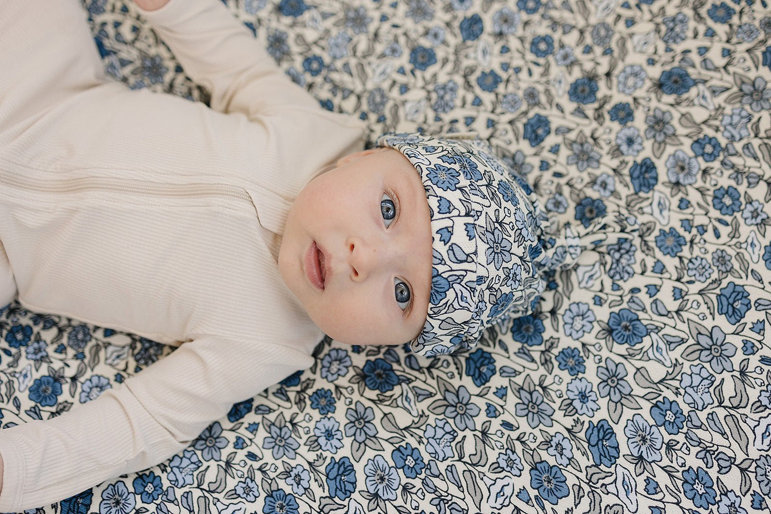 Mebie Baby Bluebell Pointelle Bamboo Rayon Newborn Knot Hat For Soft Comfort - 