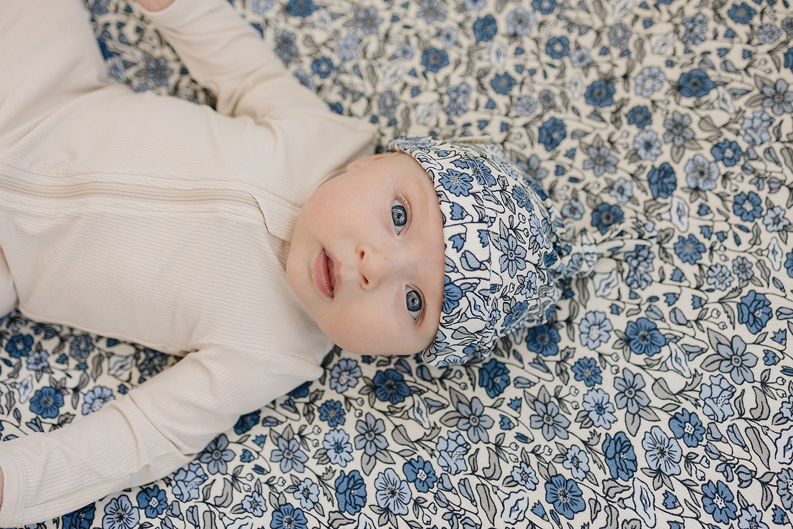 Mebie Baby Bluebell Pointelle Bamboo Rayon Newborn Knot Hat For Soft Comfort - 