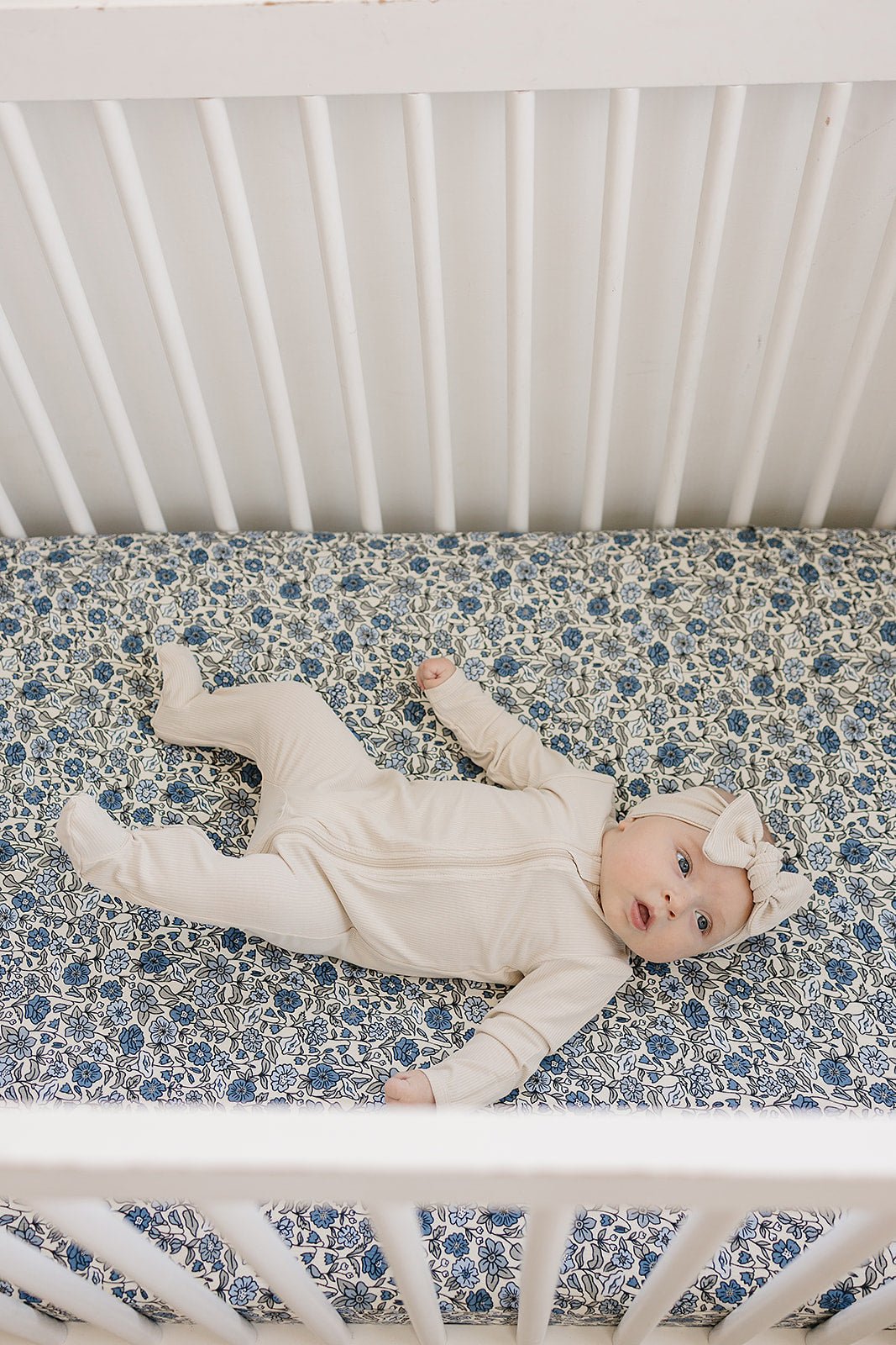 Mebie Baby Bluebell Pointelle Bamboo Stretch Crib Sheet For Standard 52x28 - 