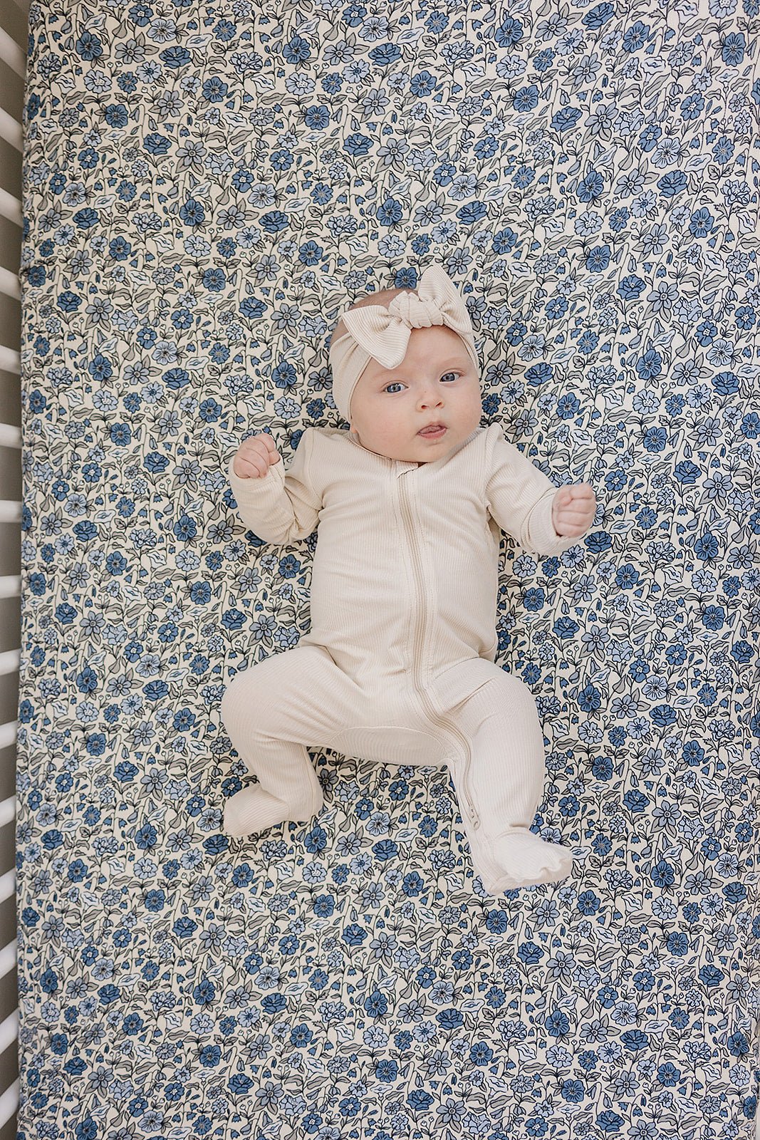 Mebie Baby Bluebell Pointelle Bamboo Stretch Crib Sheet For Standard 52x28 - 