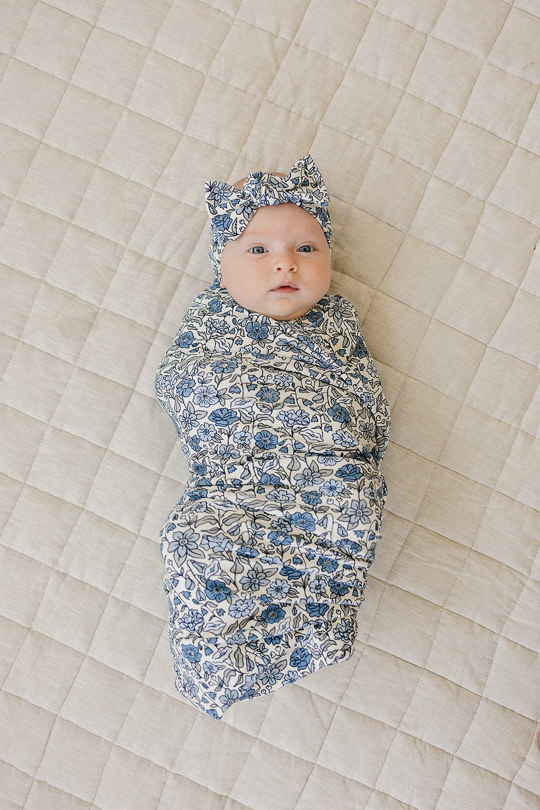Mebie Baby Bluebell Pointelle Bamboo Stretch Swaddle - 