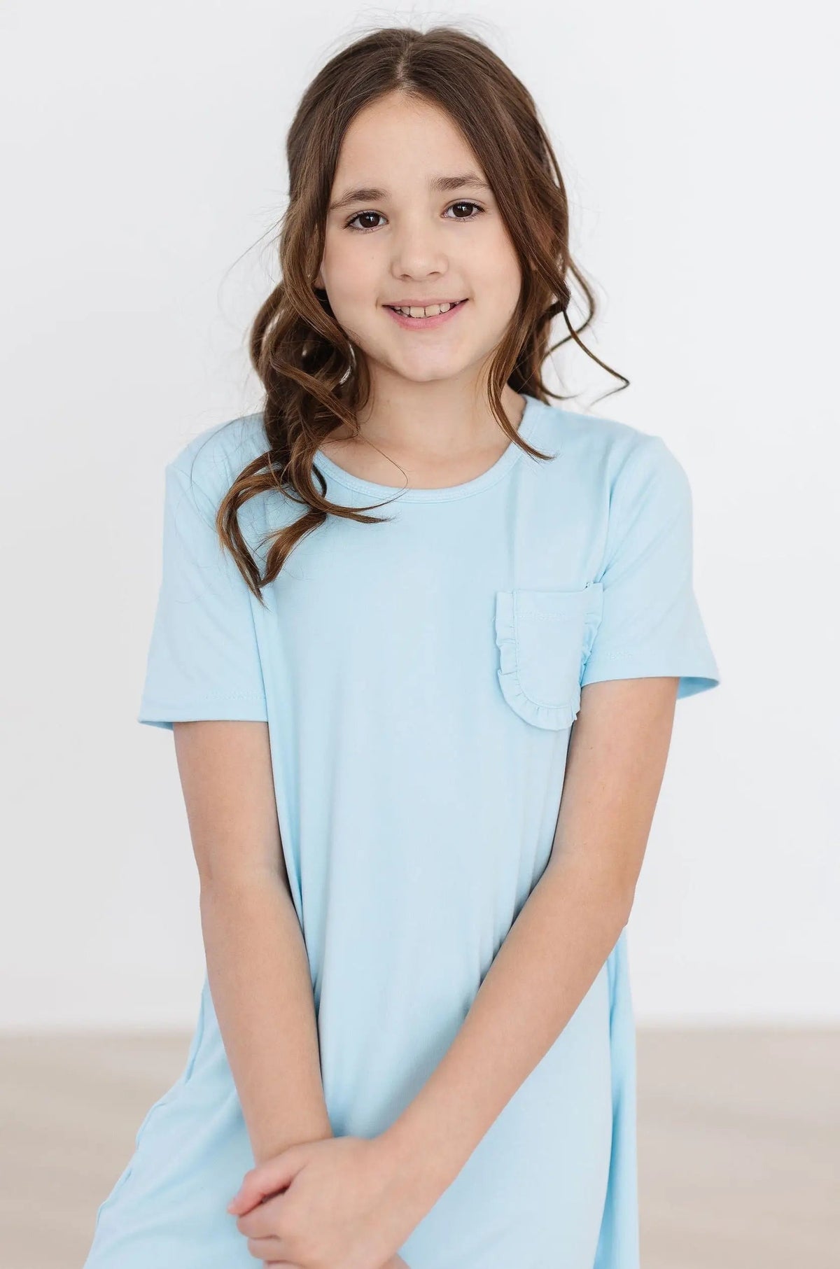 Mila & Rose ® Bluebird T Shirt Dress For Girls With Ruffle Pocket - 