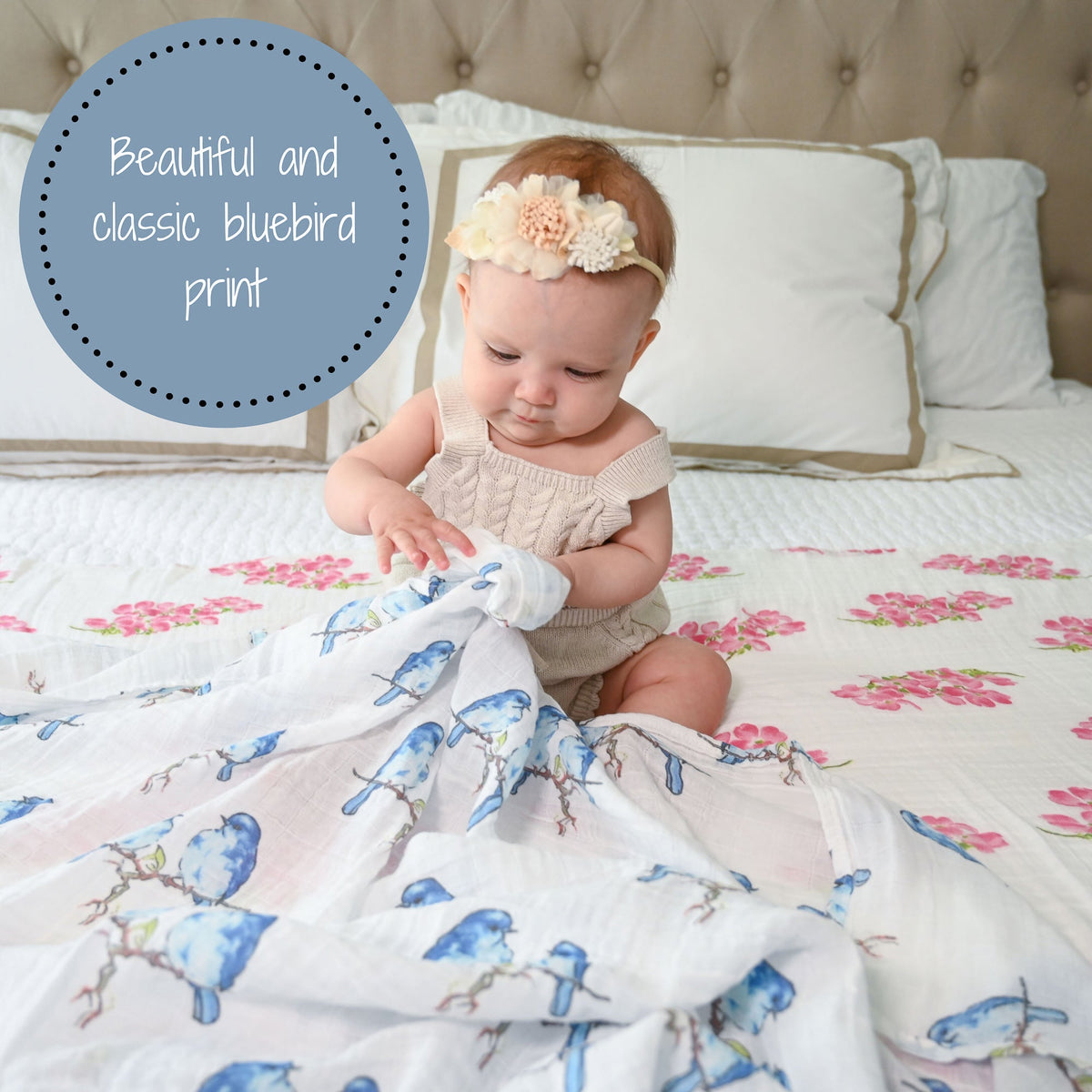 LollyBanks Bluebirds of Happiness Swaddle BlanketEveretts Place