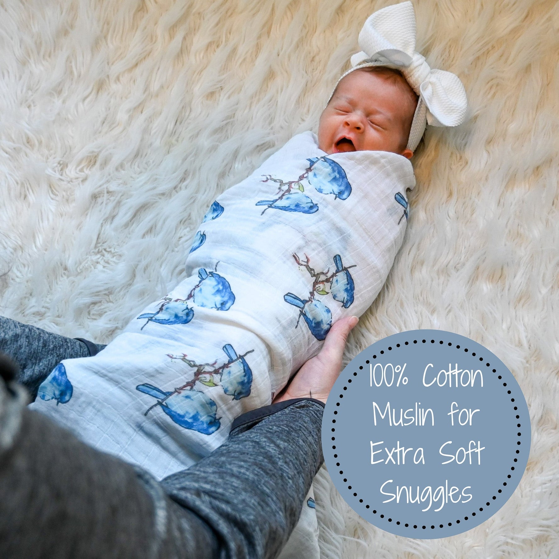 LollyBanks Bluebirds of Happiness Swaddle BlanketEveretts Place