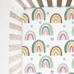 Honey Lemonade Soft Fitted Crib Sheet with Blue Rainbow Design for Baby Photography - Furniture > Baby & Toddler Furniture > Crib & Toddler Bed Accessories
