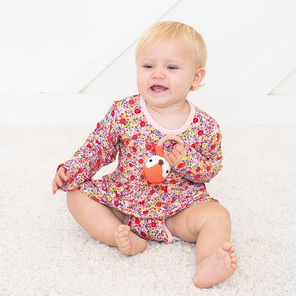 Bamboo Blend Bodysuit Dress - Bloom Motif