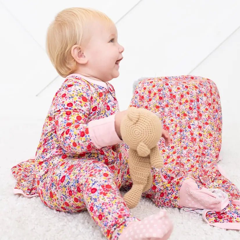 Bestaroo Blush Bloom Convertible Baby Coverall In Bamboo Viscose With Two Way Zipper - 