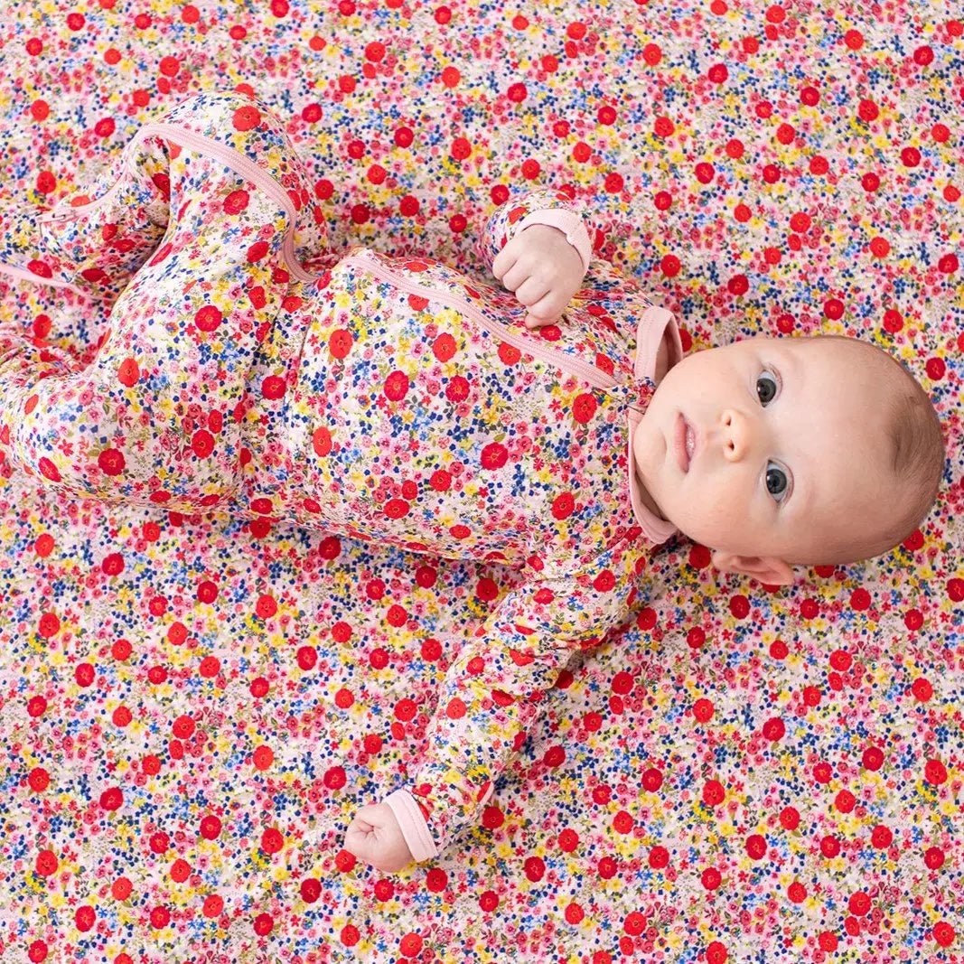 Bestaroo Blush Bloom Footie Pajama For Babies With Zipper Front And Fold Over Cuffs - 