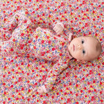 Bestaroo Blush Bloom Footie Pajama For Babies With Zipper Front And Fold Over Cuffs - 