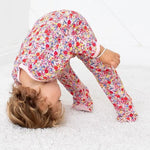 Bestaroo Blush Bloom Footie Pajama For Babies With Zipper Front And Fold Over Cuffs - 