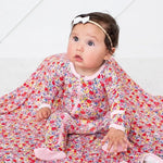 Bestaroo Blush Bloom Footie Pajama For Babies With Zipper Front And Fold Over Cuffs - 