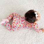 Bestaroo Blush Bloom Footie Pajama For Babies With Zipper Front And Fold Over Cuffs - 