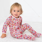 Bestaroo Blush Bloom Footie Pajama For Babies With Zipper Front And Fold Over Cuffs - 