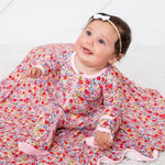 Bestaroo Blush Bloom Footie Pajama For Babies With Zipper Front And Fold Over Cuffs - 