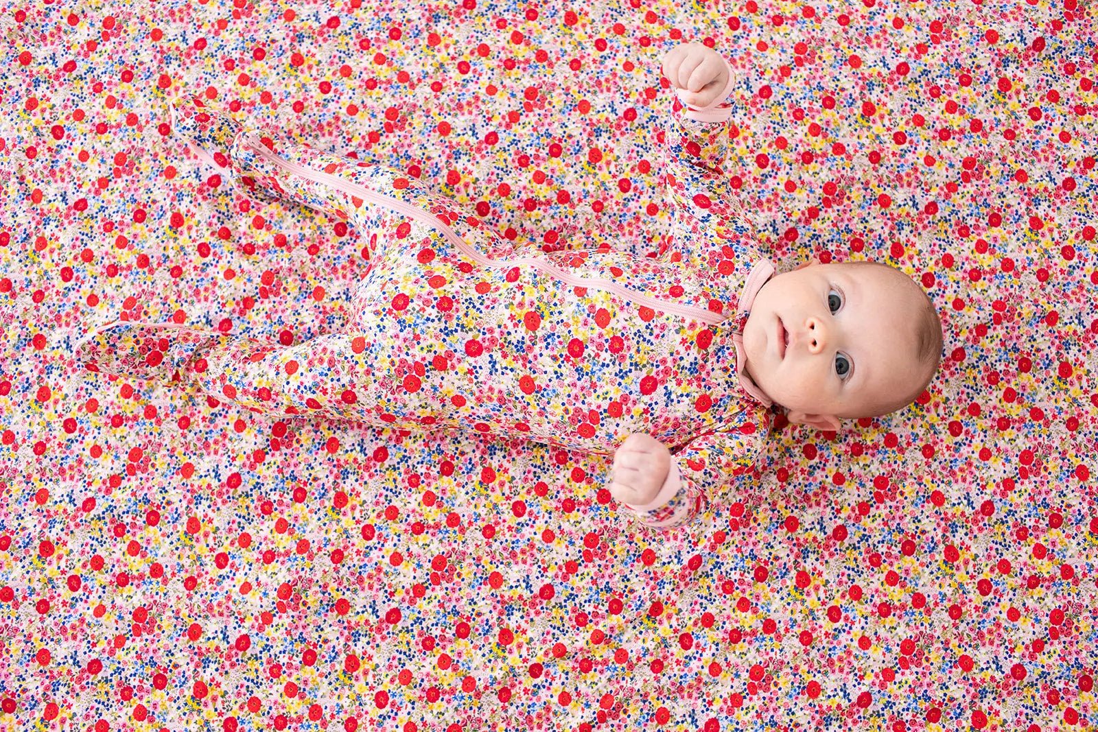 Bestaroo Blush Bloom Footie Pajama For Babies With Zipper Front And Fold Over Cuffs - 