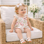 Tesa Babe Blush Bouquet Baby Girl Floral Cotton Linen SunsuitEveretts Place