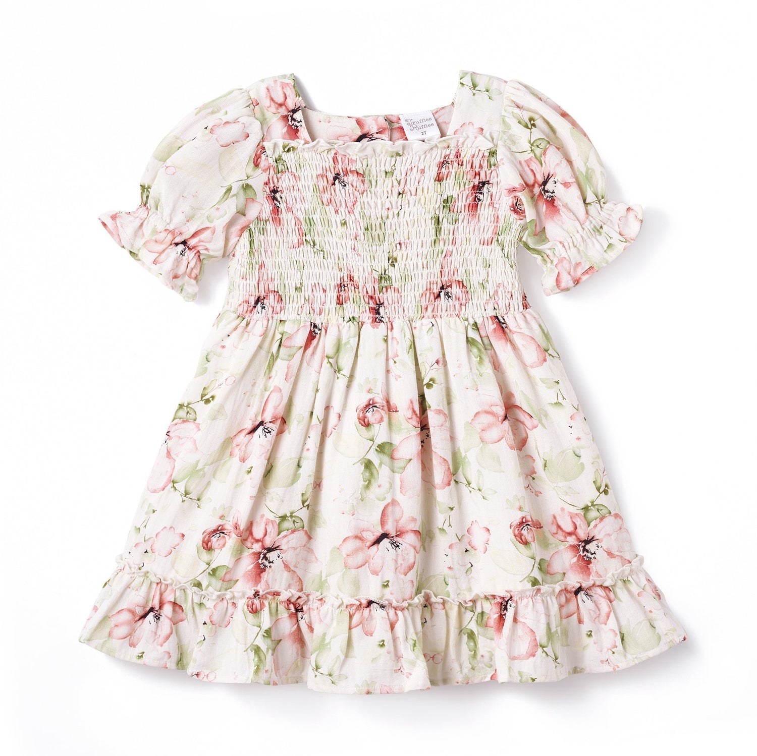 Tesa Babe Blush Bouquet Smocked Bodice Puff Sleeve DressEveretts Place