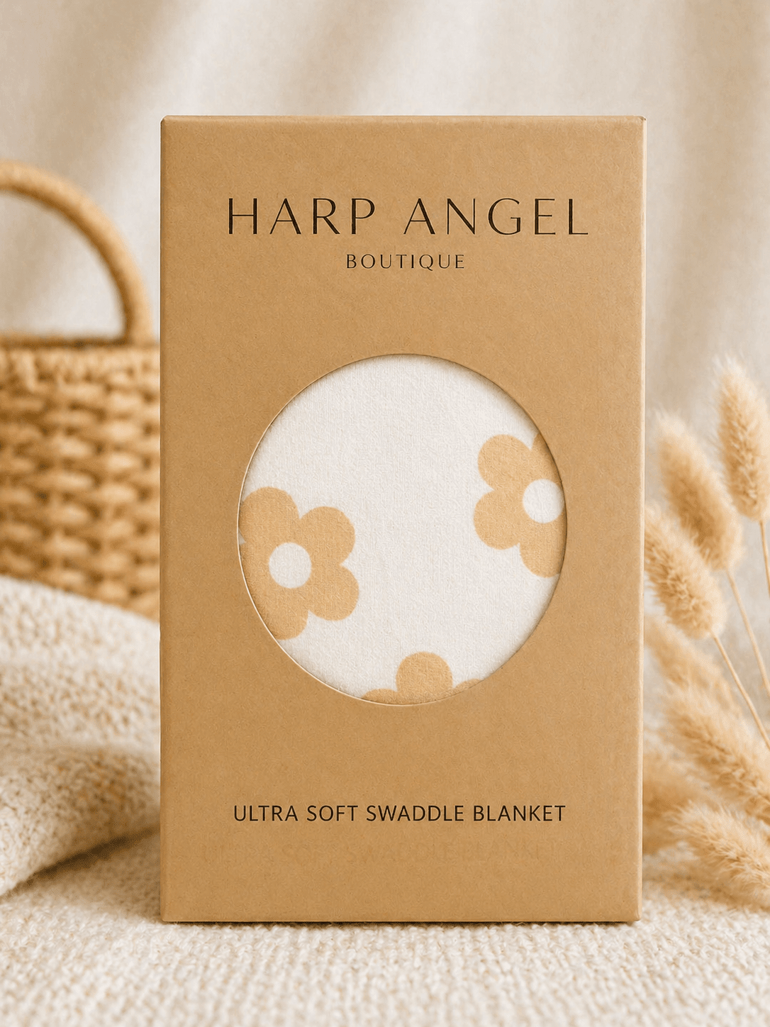 Harp Angel Boutique Blush Daisy Bamboo Stretch Swaddle Blanket | Harp Angel Boutique