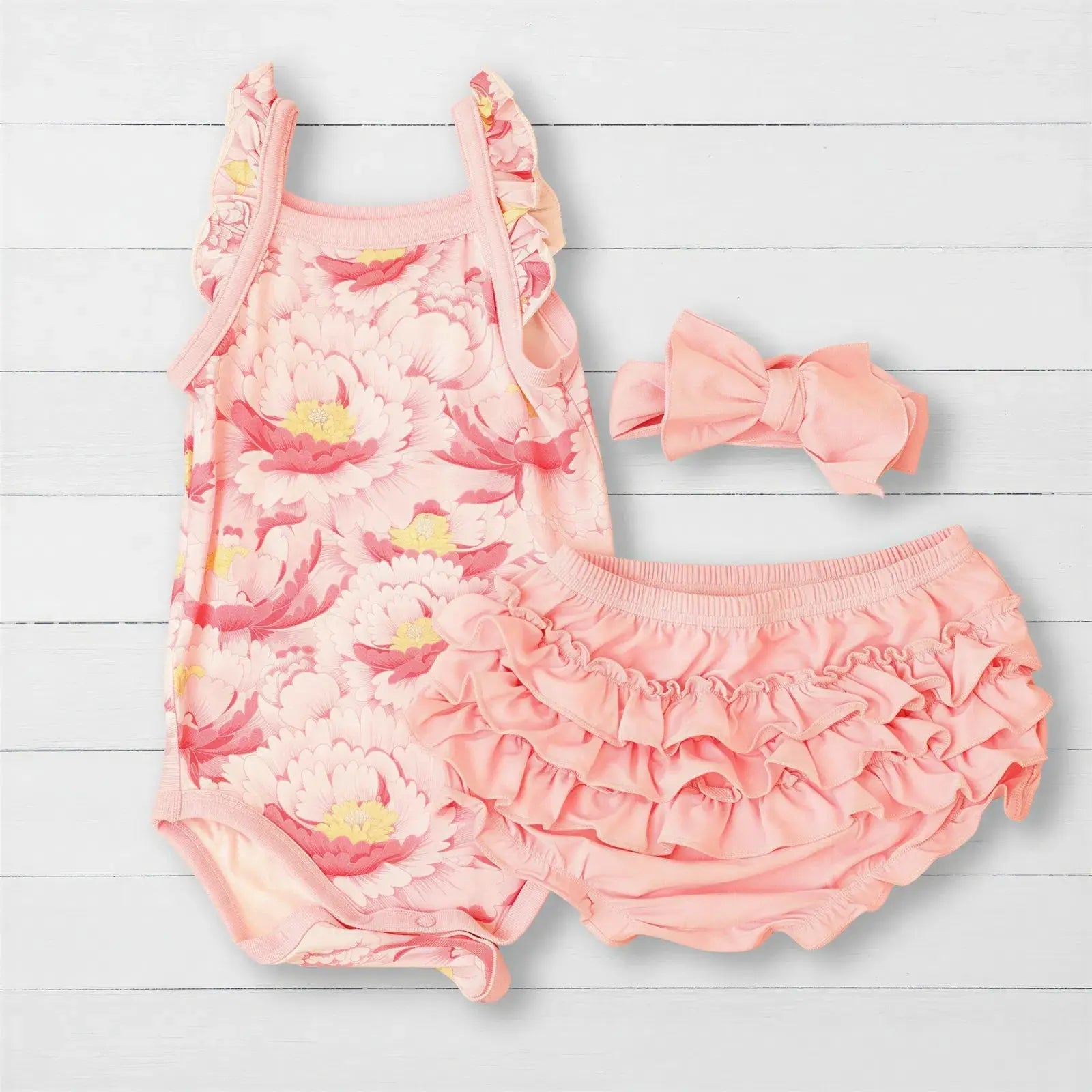 Bestaroo Blush Dreams Floral Ruffle Bloomer Set - 