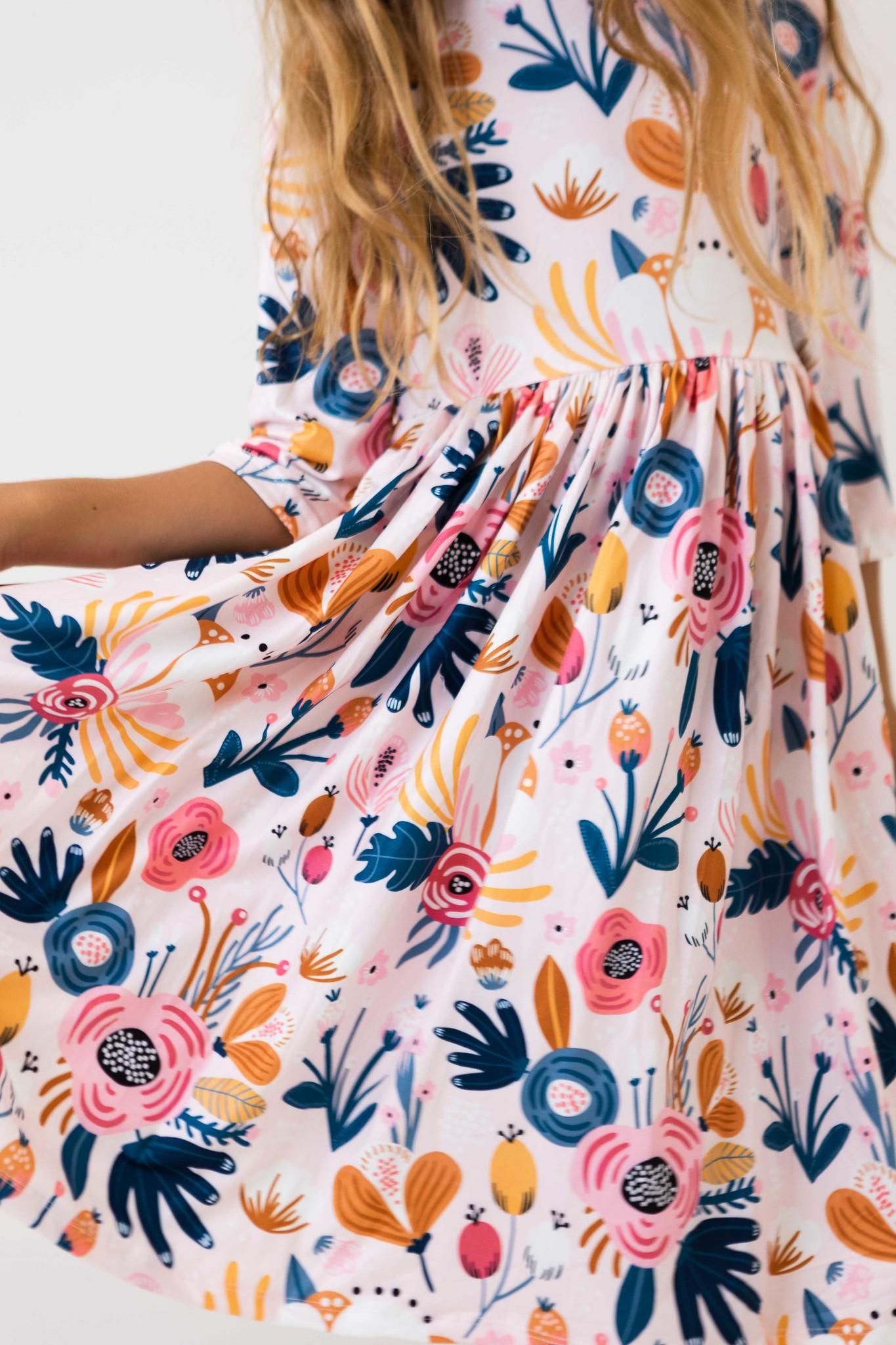 Mila & Rose ® Blush Peony 3/4 Sleeve Pocket Twirl DressEveretts Place