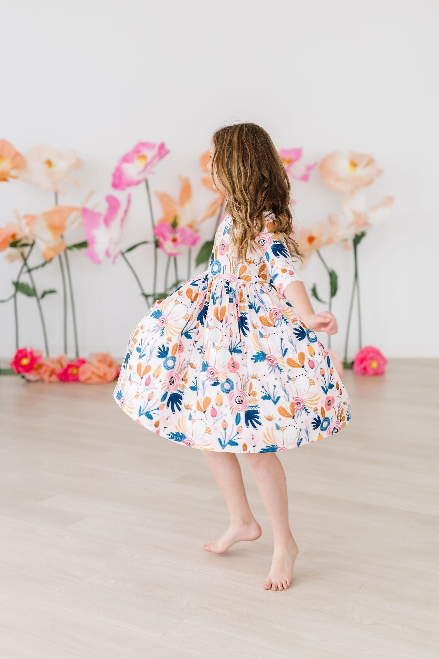 Mila & Rose ® Blush Peony 3/4 Sleeve Pocket Twirl DressEveretts Place
