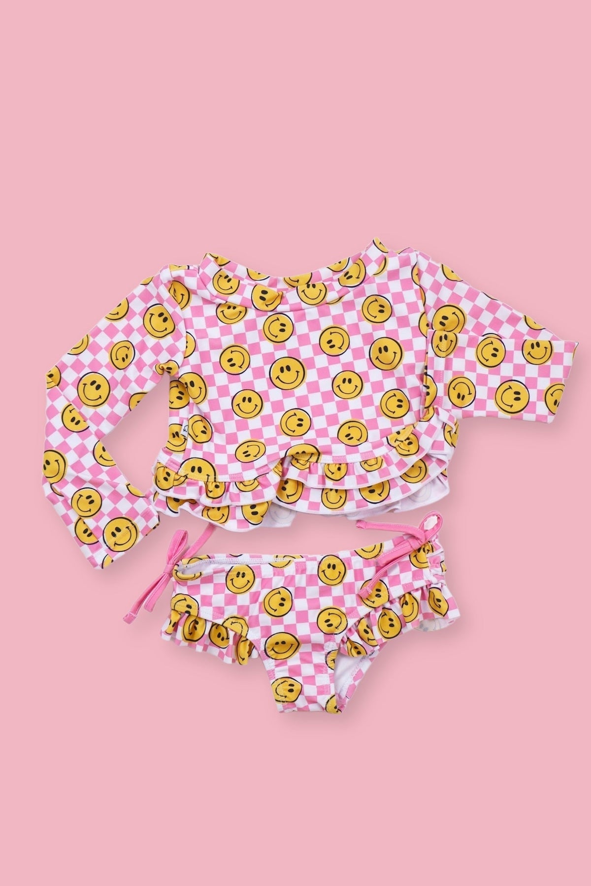 DREAM BIG LITTLE CO BLUSHIN' CHECKERS DREAM RASH GUARD RUFFLE TWO - PIECE SWIM SUITEveretts Place