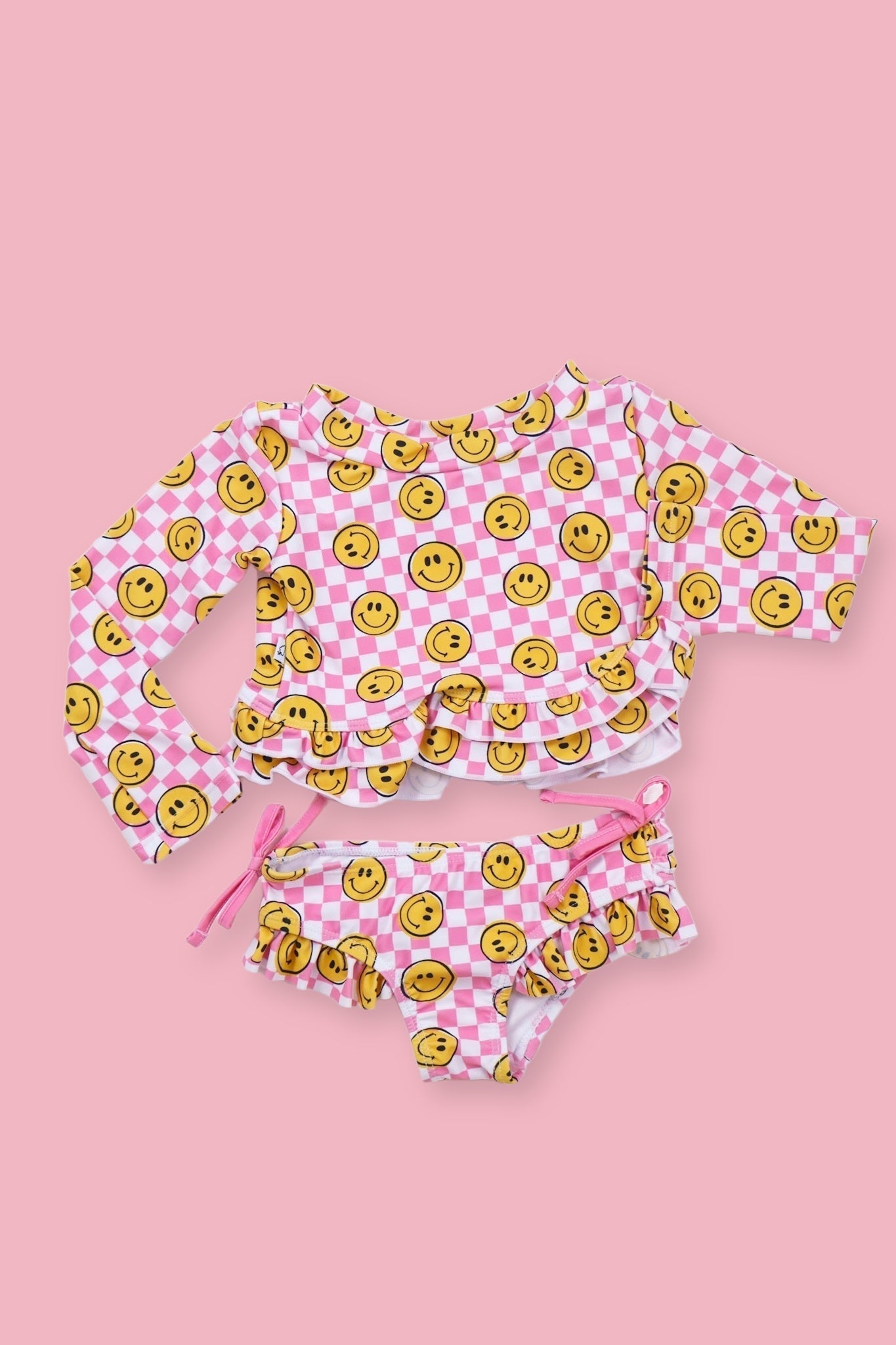 DREAM BIG LITTLE CO BLUSHIN' CHECKERS DREAM RASH GUARD RUFFLE TWO - PIECE SWIM SUITEveretts Place