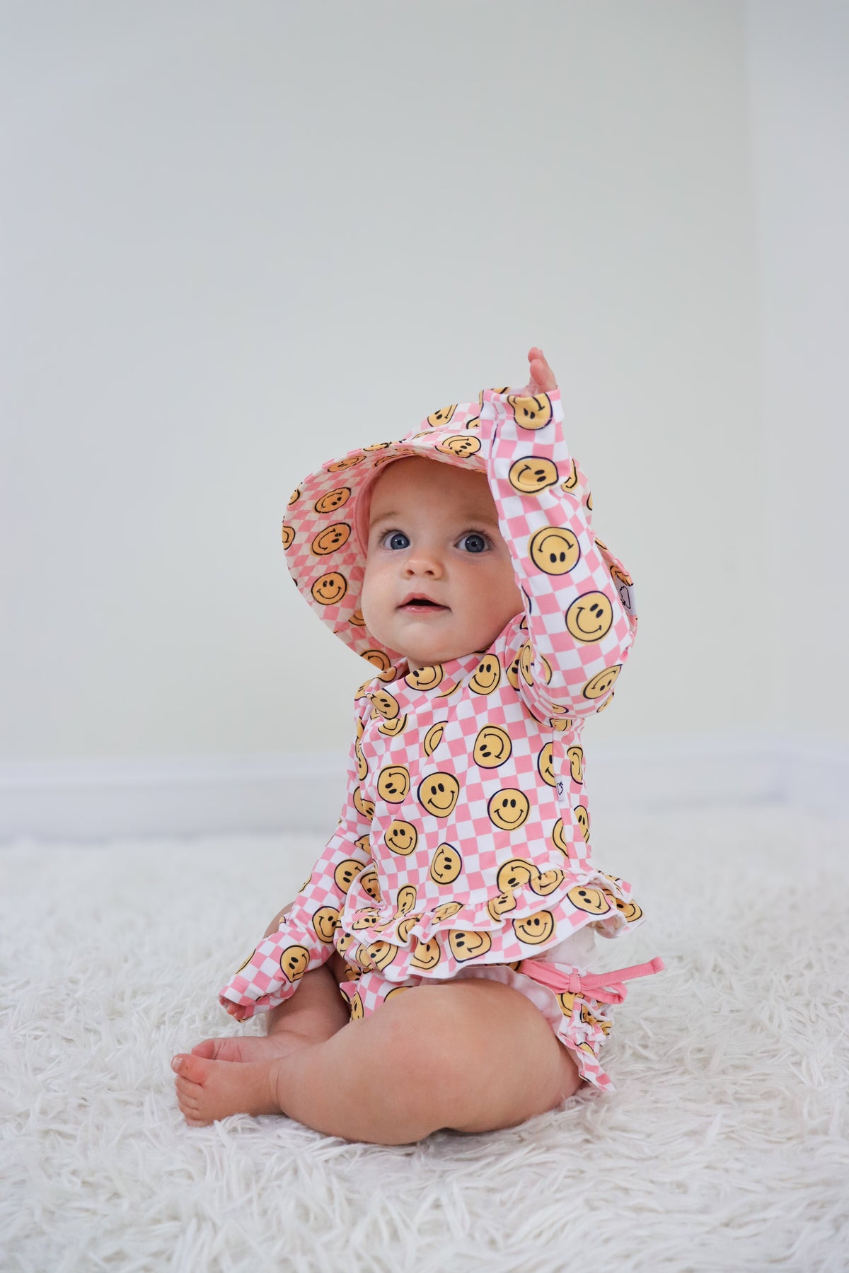DREAM BIG LITTLE CO BLUSHIN' CHECKERS DREAM RASH GUARD RUFFLE TWO - PIECE SWIM SUITEveretts Place