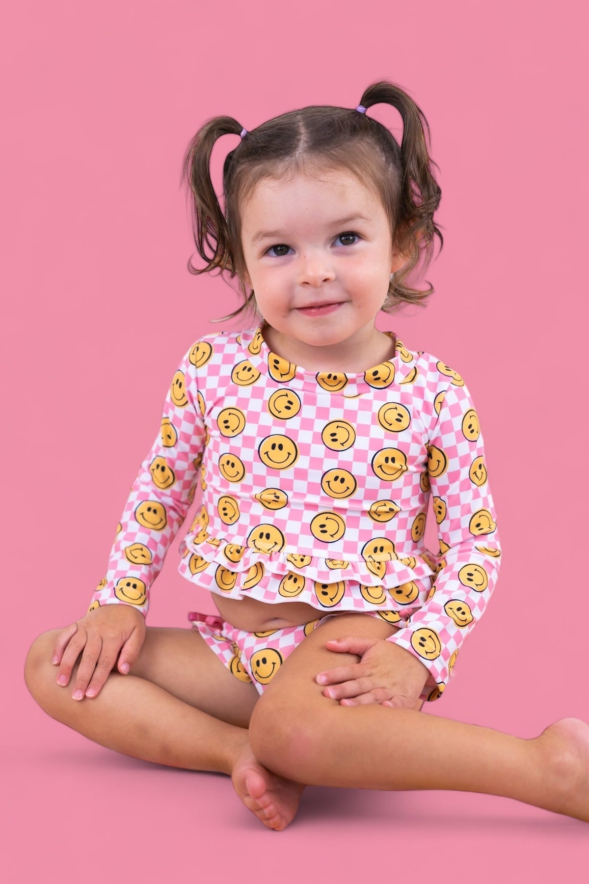 DREAM BIG LITTLE CO BLUSHIN' CHECKERS DREAM RASH GUARD RUFFLE TWO - PIECE SWIM SUITEveretts Place