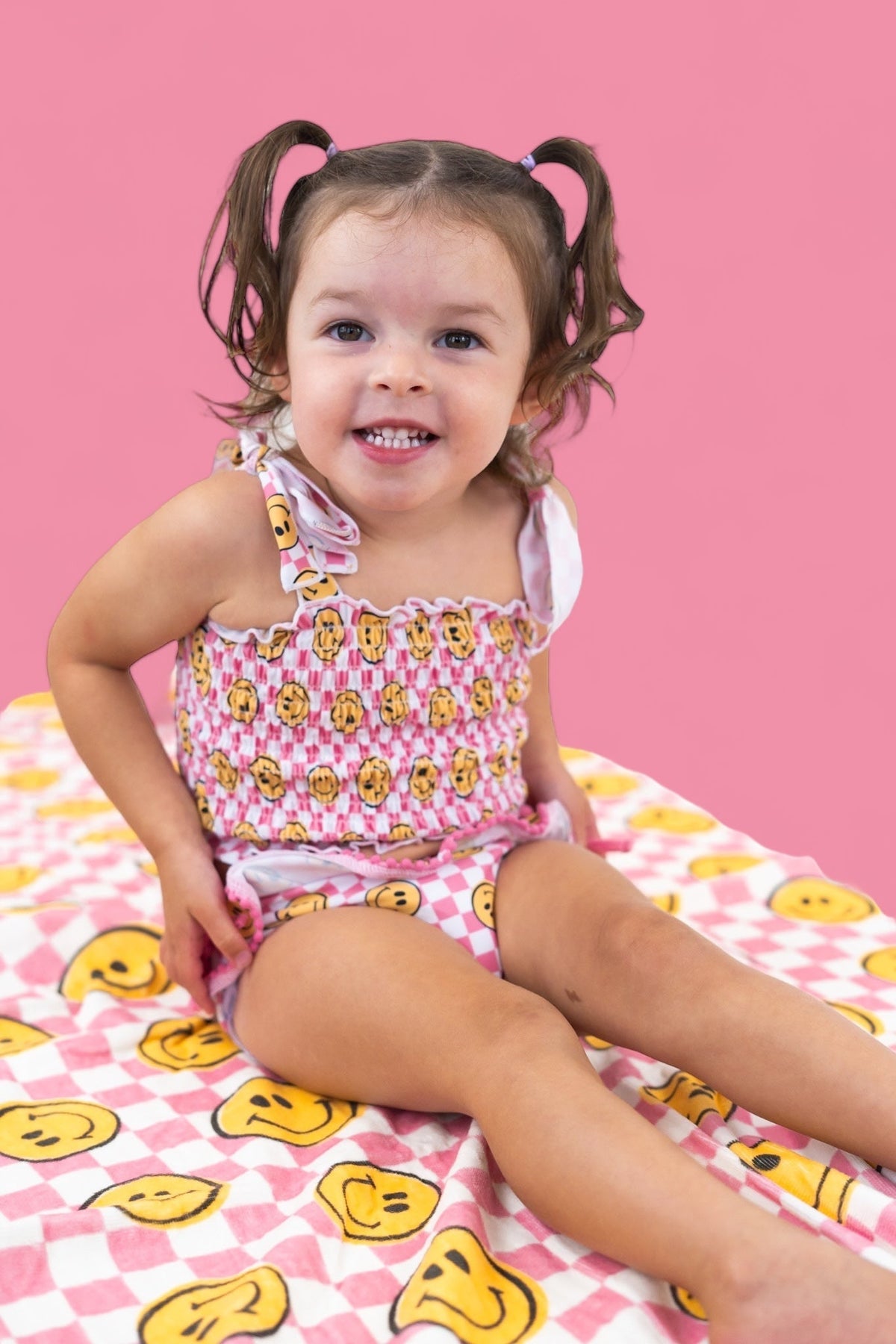 DREAM BIG LITTLE CO BLUSHIN' CHECKERS DREAM SMOCKED TANKINI TWO PIECE SWIM SUITEveretts Place