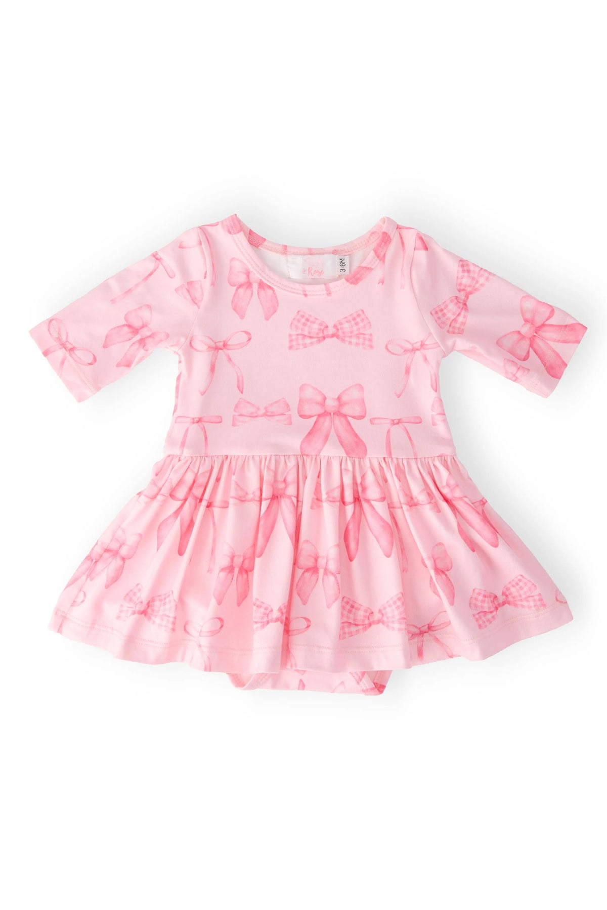 Mila & Rose ® Blushing Bows 3/4 Sleeve Twirl Bodysuit - 