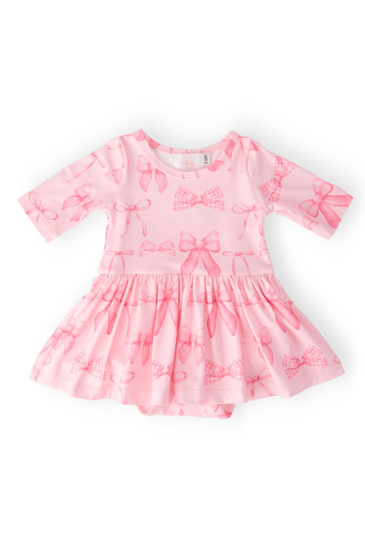 Mila & Rose ® Blushing Bows 3/4 Sleeve Twirl Bodysuit - 