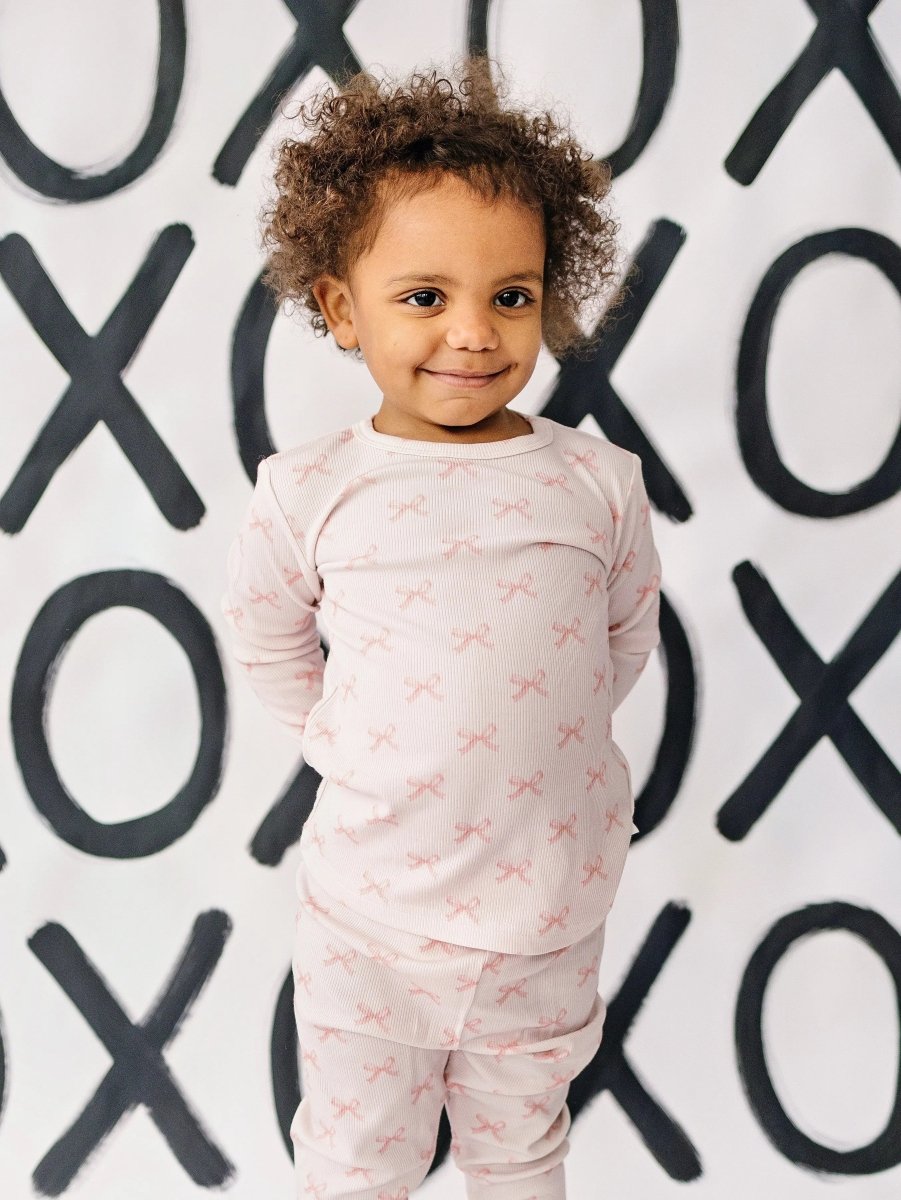 Little Joy Co. Blushing Bows Bamboo Pajamas 2Piece Breathable Sleepwear - Everetts Place Boutique - 