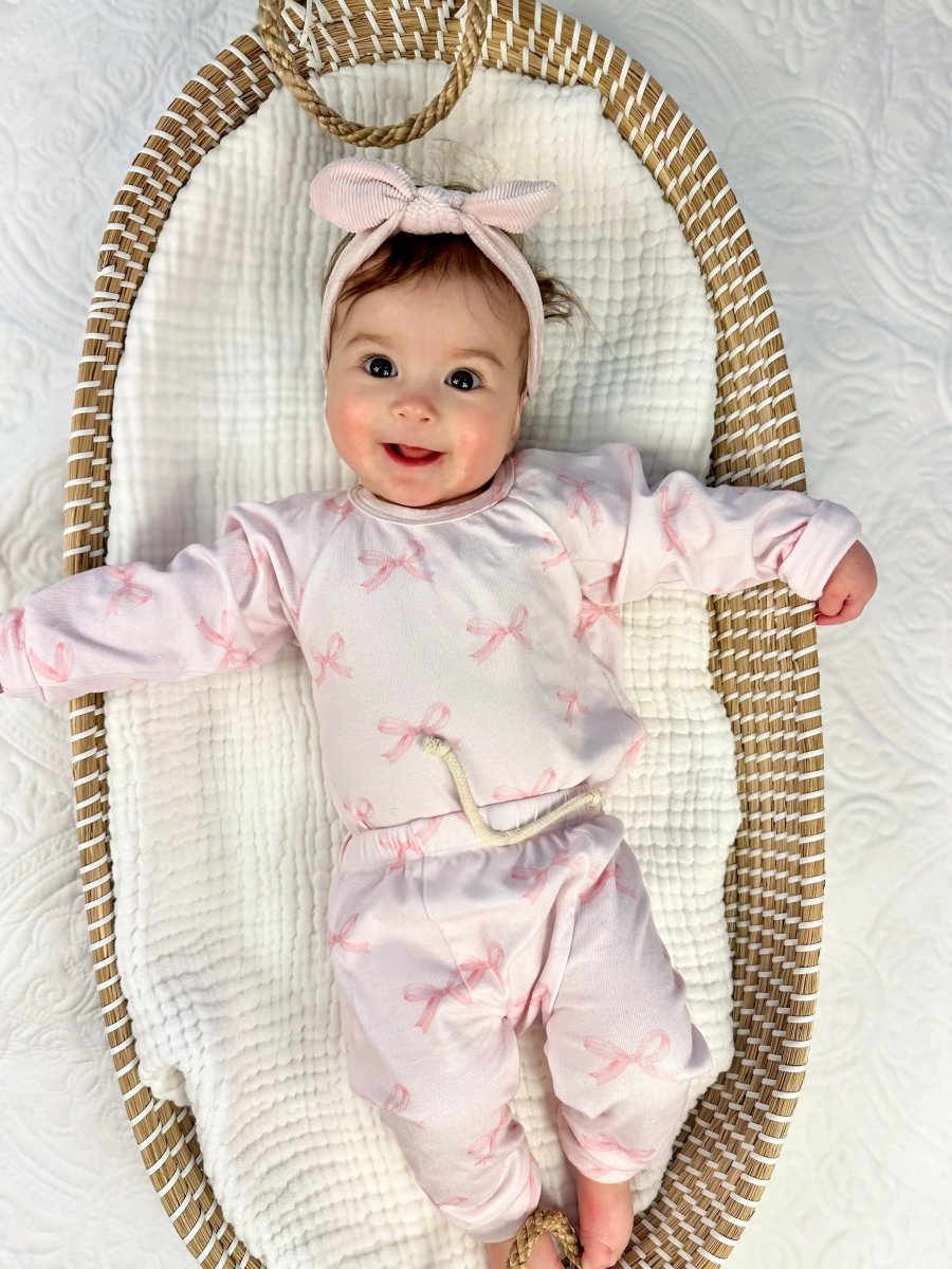 Little Joy Co. Blushing Bows Modal Lounge Set Two Piece Comfort Wear - Everetts Place Boutique - 