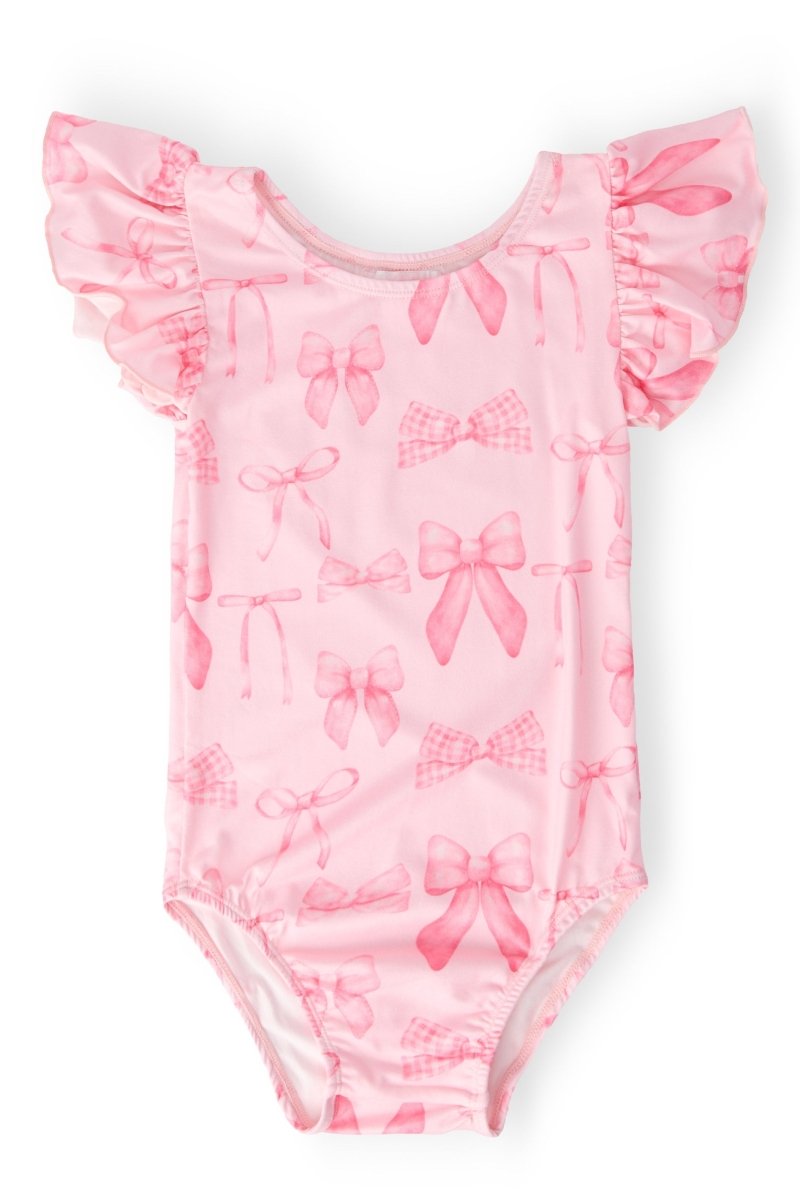 Mila & Rose ® Blushing Bows S/S Flutter Sleeve Leotard - 