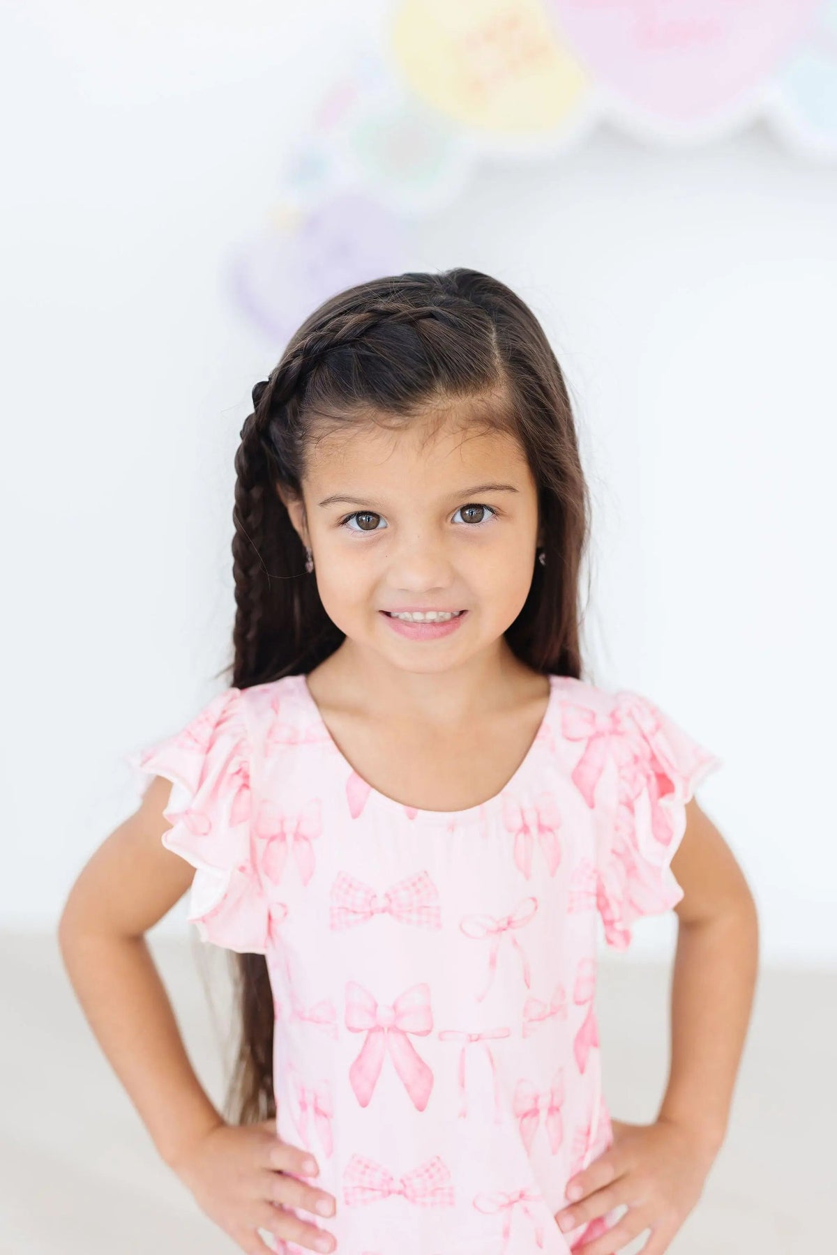 Mila & Rose ® Blushing Bows S/S Flutter Sleeve Leotard - 
