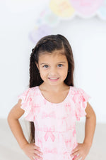 Mila & Rose ® Blushing Bows S/S Flutter Sleeve Leotard - 