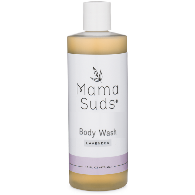 Body Wash Soap with lavender scent, 16 oz bottle, made from saponified olive oil, eco-friendly and cruelty-free.