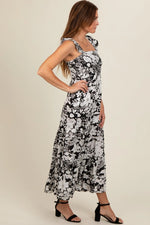 PinkBlush Bohemian Black Floral Smocked Tiered Maxi Dress for Elegant Women - 